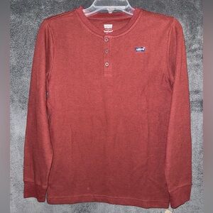 NWT Levi's Boys Brick Red Long Sleeve Henley Shirt Size Large